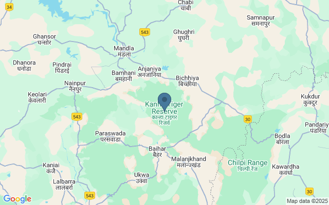 Kaart met locatie Kanha National Park